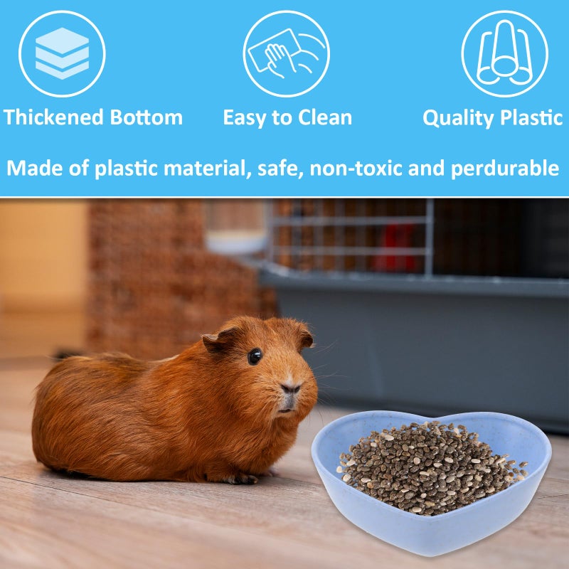 Trinkrittey 3 Pack Hamster Food Bowl Rabbit Guinea Pig Food Dish Cute Heart Shape Water Dish for Hamster Hedgehog Gerbil Small Animals Rat Rodent (Green, Blue and Pink) - Image 4